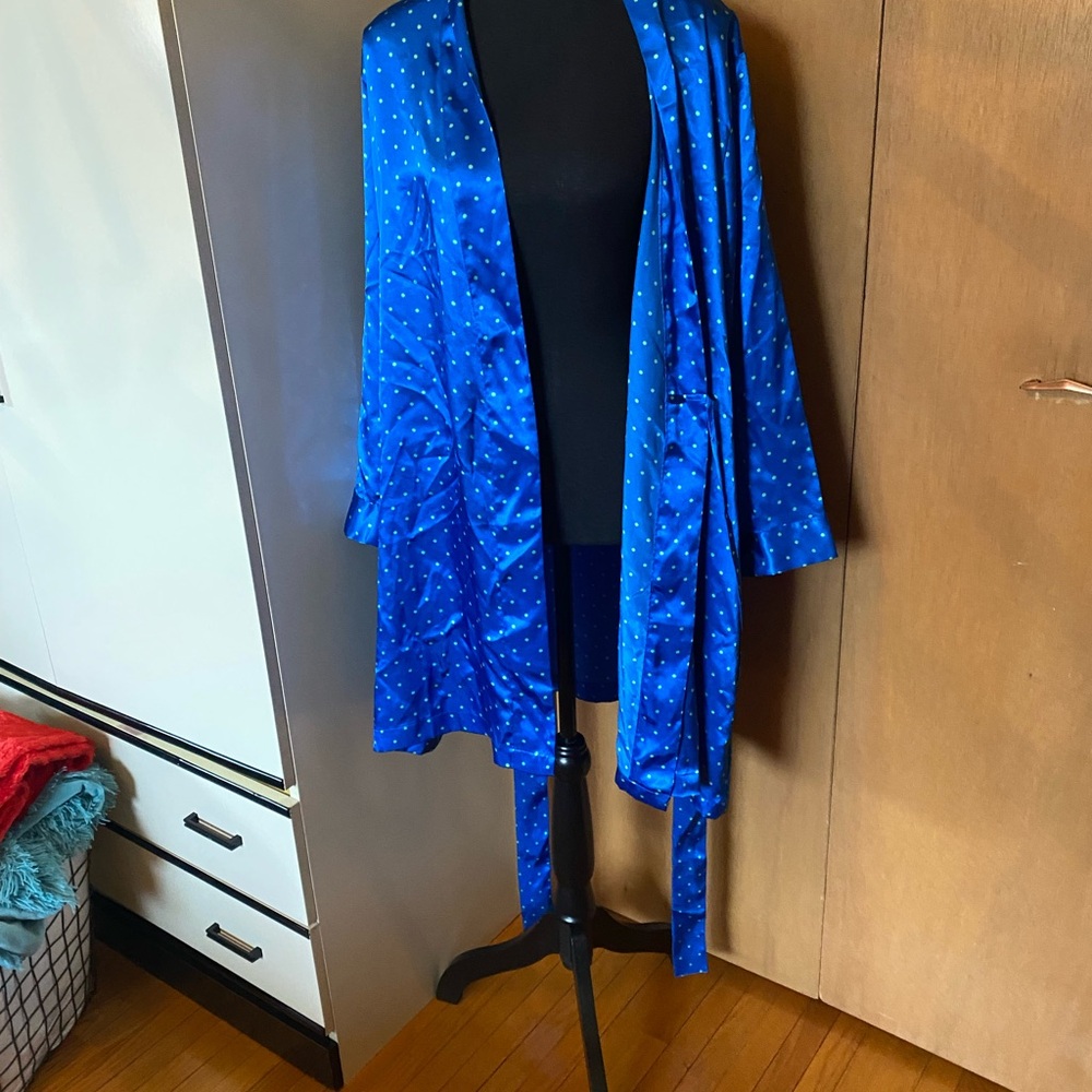 Morgan Taylor Blue Jacquard Kimono Robe